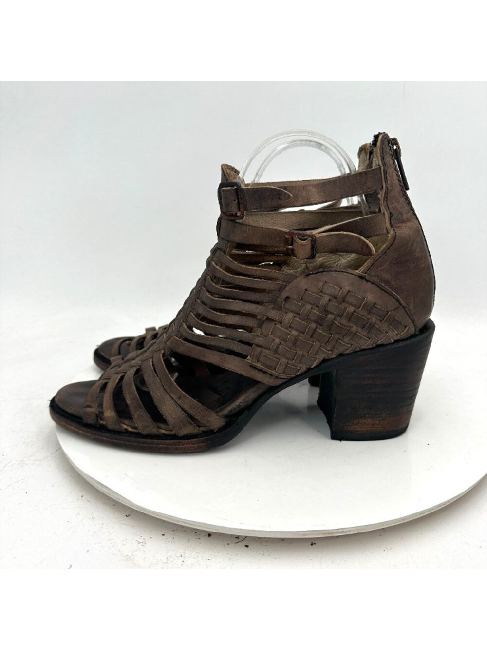 Freebird by Steven Todum Women Sz 8 Brown Distressed Leather Strappy Sandal Boot